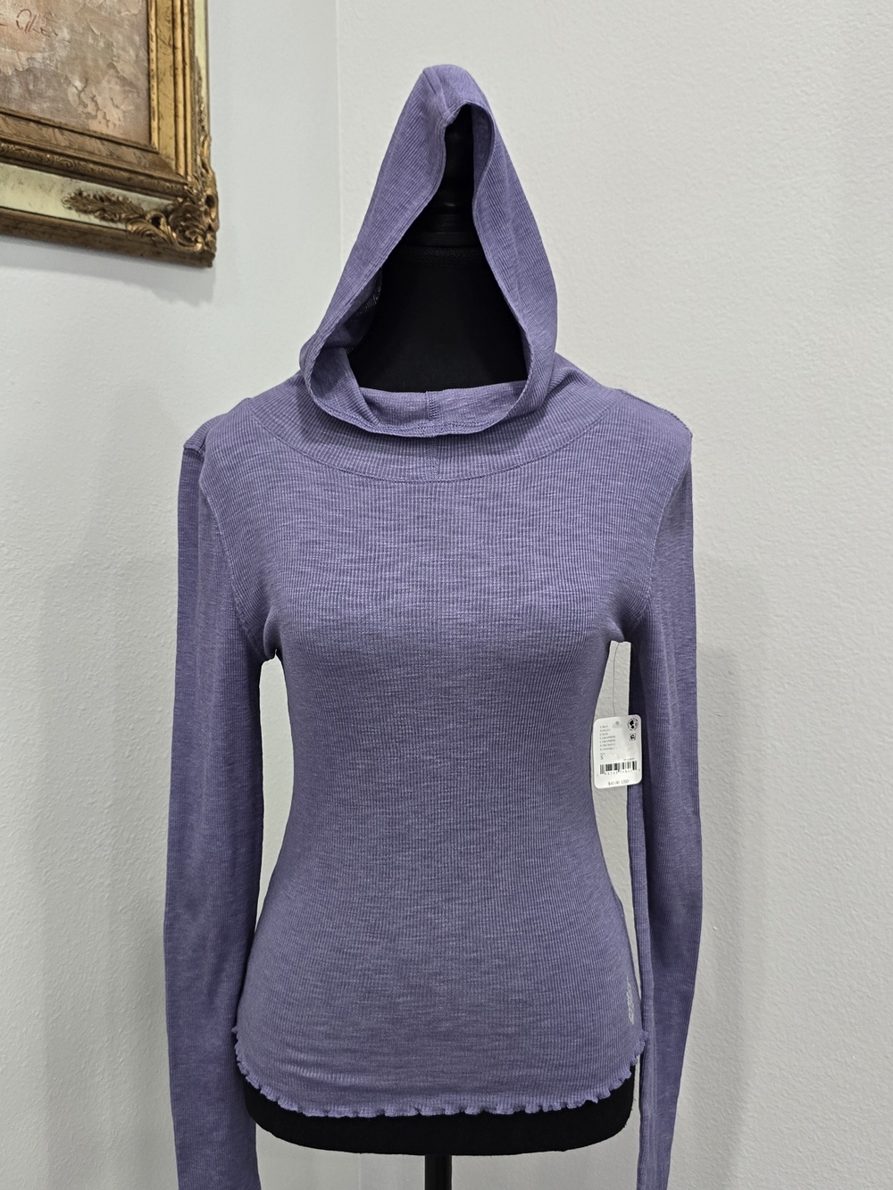 FP Movement Breathe Easy Ribbed Hooded Layer Top Graphite Size S